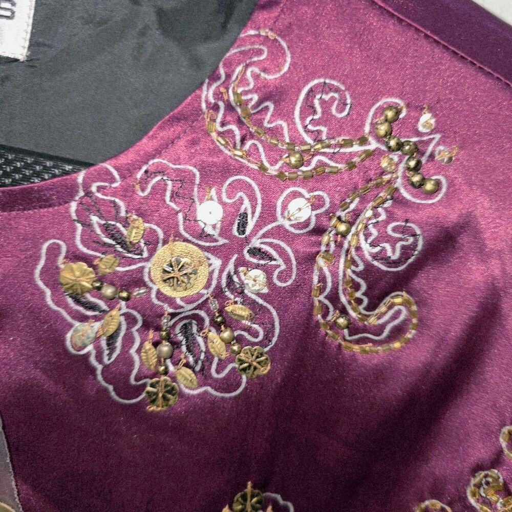 Chico's Royal Glam New! Sz S (8/10) Beaded Sequin Ratune Fuschia Blazer Jacket - Picture 5 of 13